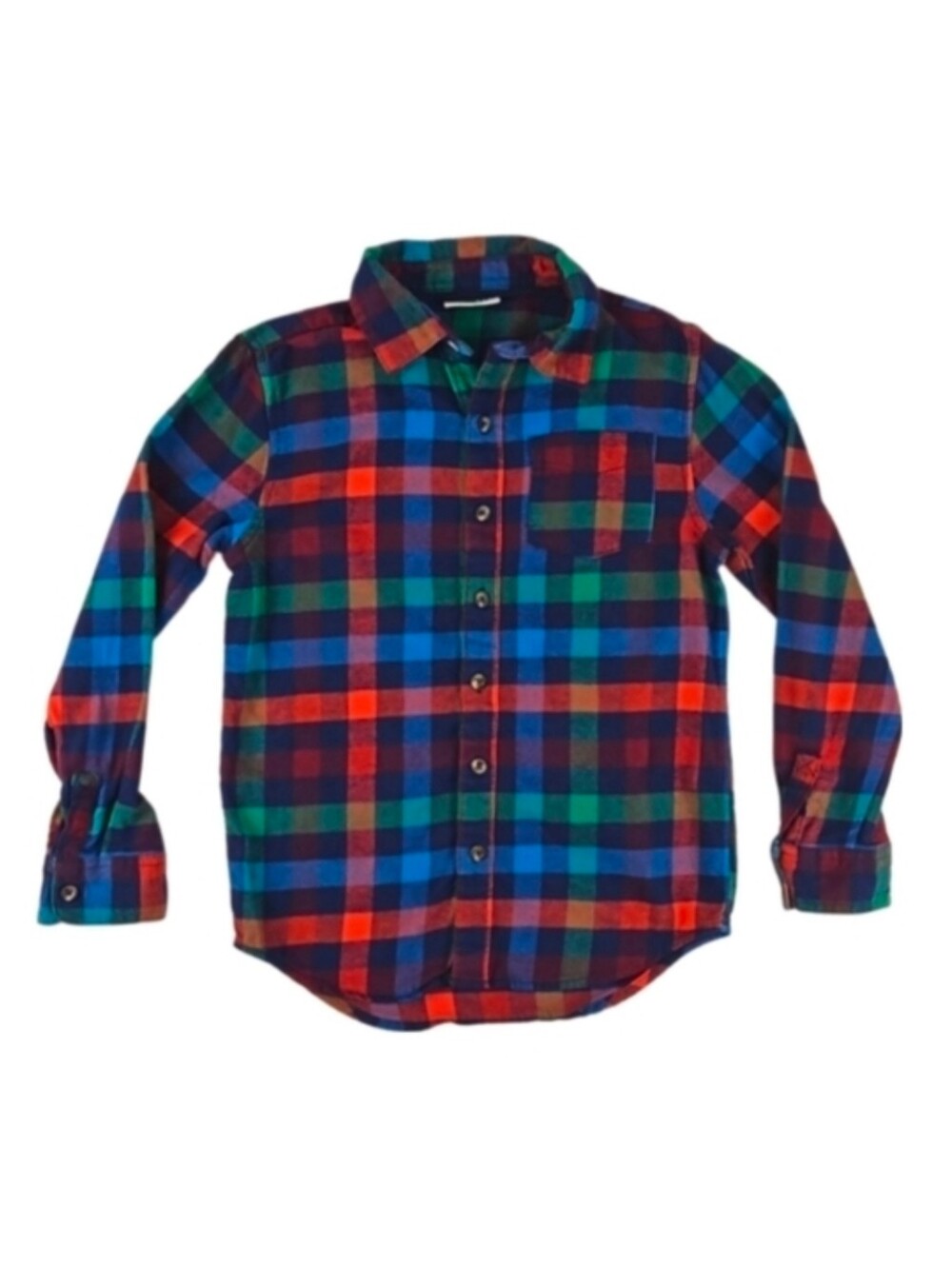 Plaid Longsleeve Button Down Casual Multicolor Plaid Shirt, M (7/8)